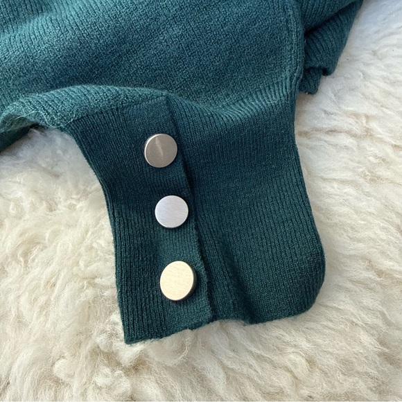 RW&Co Puffy Long Sleeve Mock Neck Mini Dress Green Medium - Picture 5 of 6